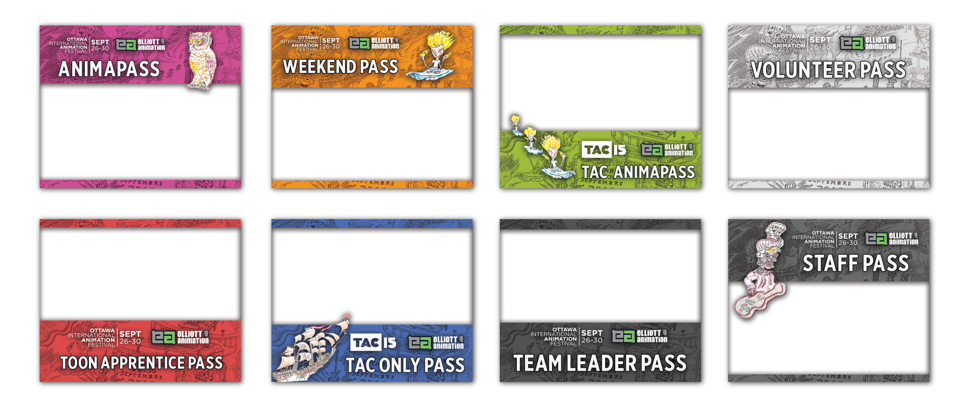 Images showcasing the variety of tickets I made for the festival.