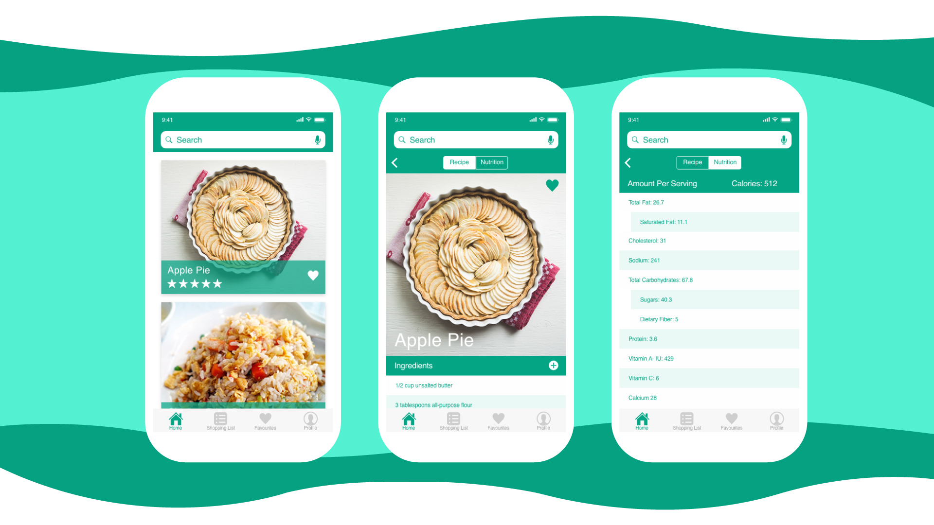 Images of the final version of Recipedia