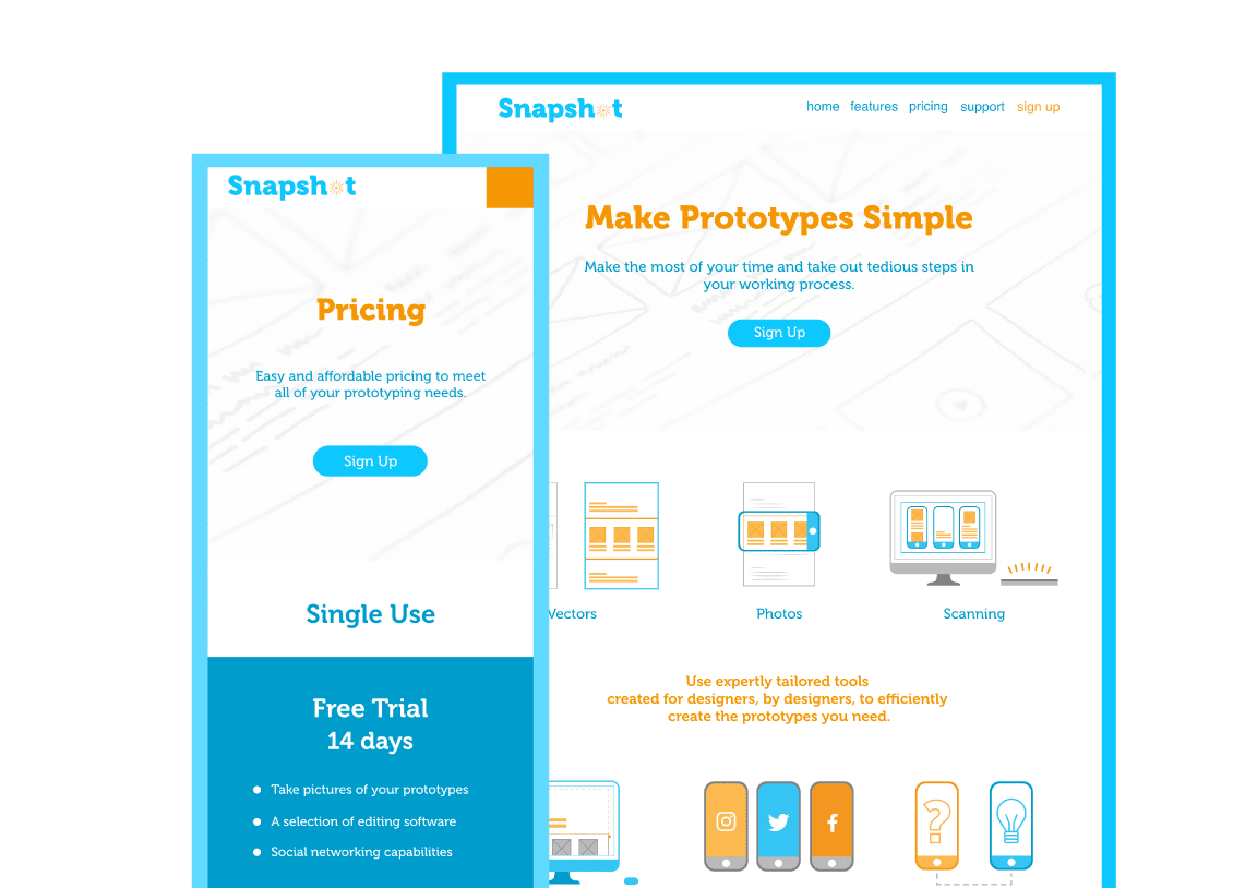A collection of images showcasing the Snapshot website.