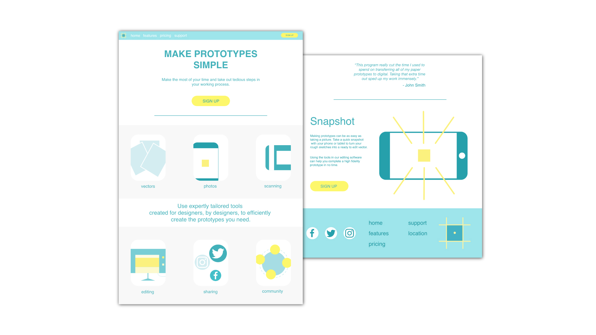 Images of the original version of the website.